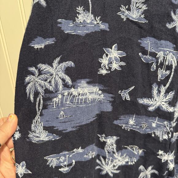 Old Navy Waist Defined Jumpsuit Square Neck Blue Tropical Print Size XXL - Picture 4 of 8